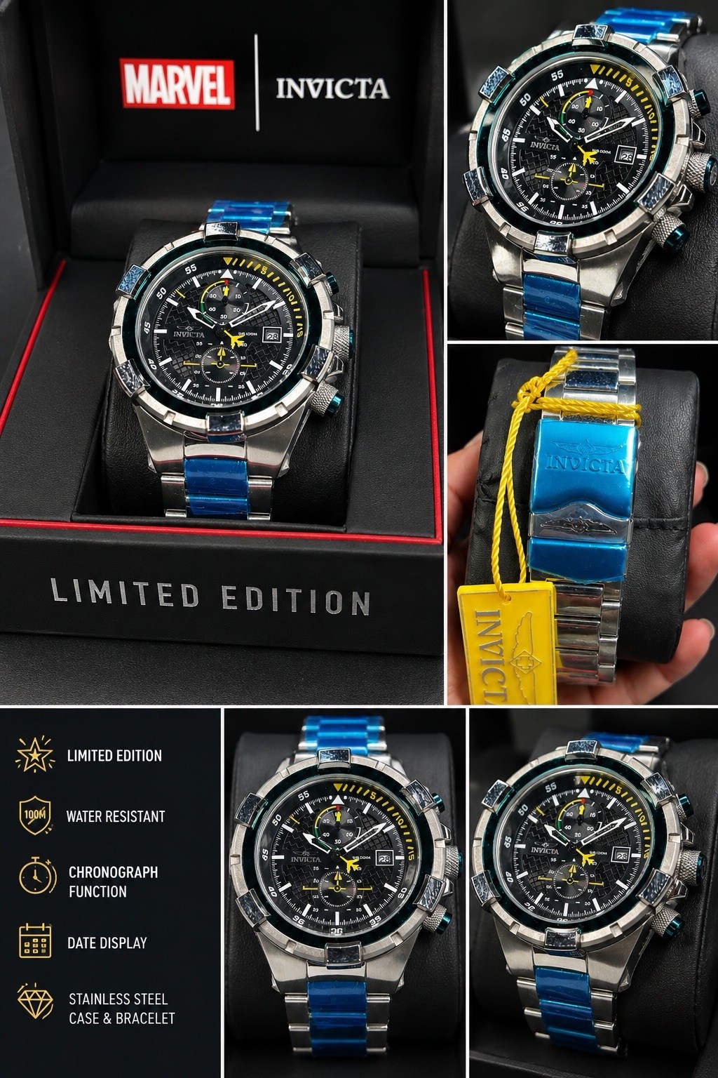 Invicta Marvel Limited Edition Men’s Chronograph Stainless Steel Watch w/ Box