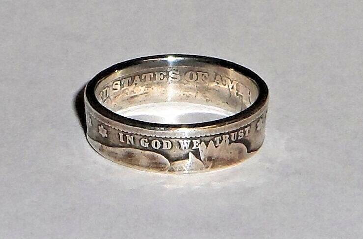 RING HANDMADE FROM 100 YEAR OLD SILVER BARBER US QUARTER COIN size 4-8