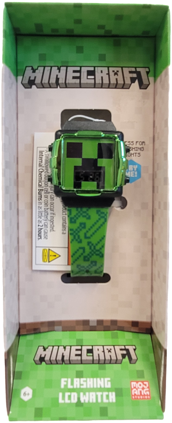 Watch – Minecraft Creeper Face Wristwatch Digital Flashing LCD Light NEW GREEN