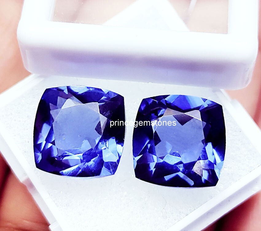 Natural Tanzanite Cushion Cut 16 Ct Pair Certified Loose Gemstone P051