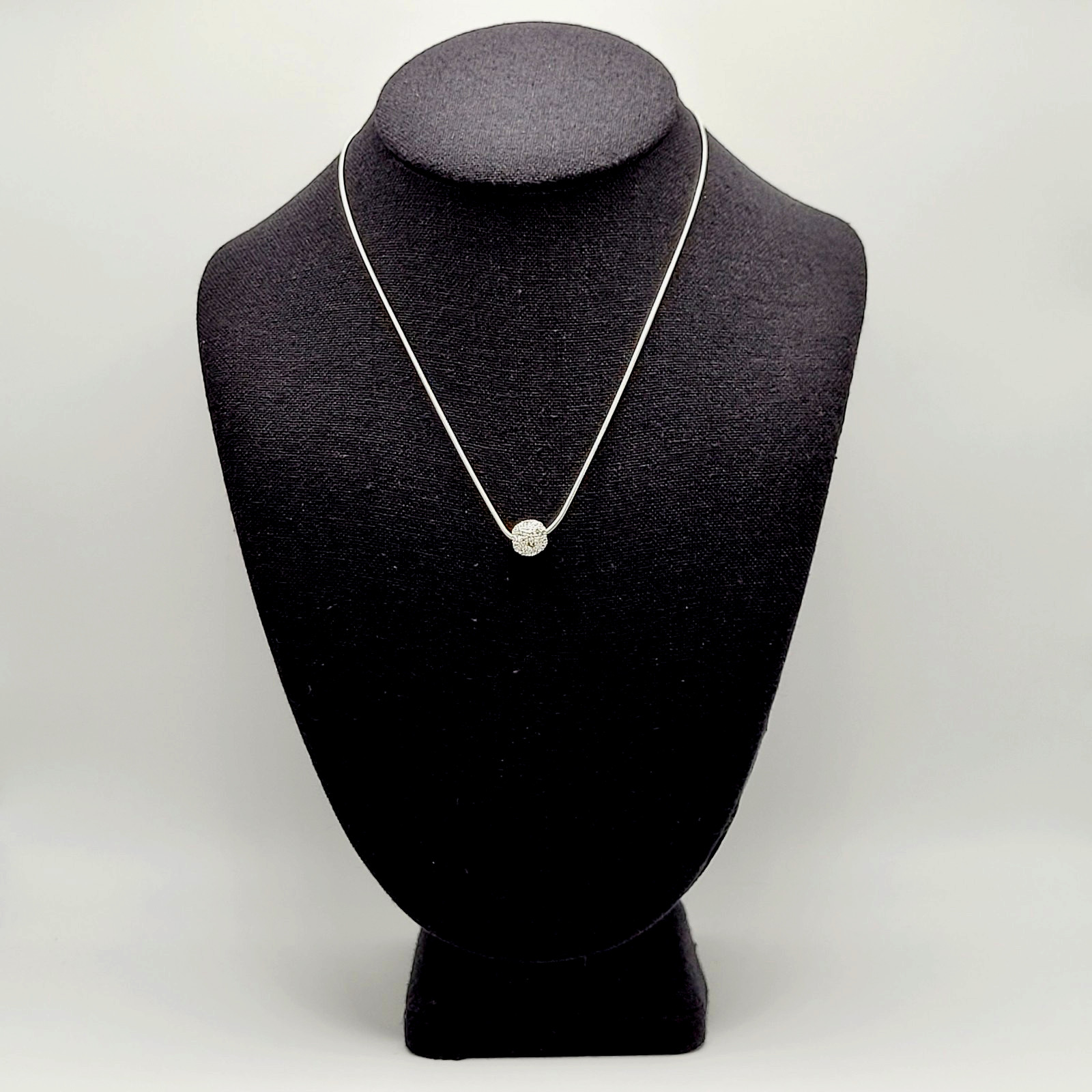 Disco Ball Glitter Sphere Feminine Elegant Style Silver Tone Pendant Necklace