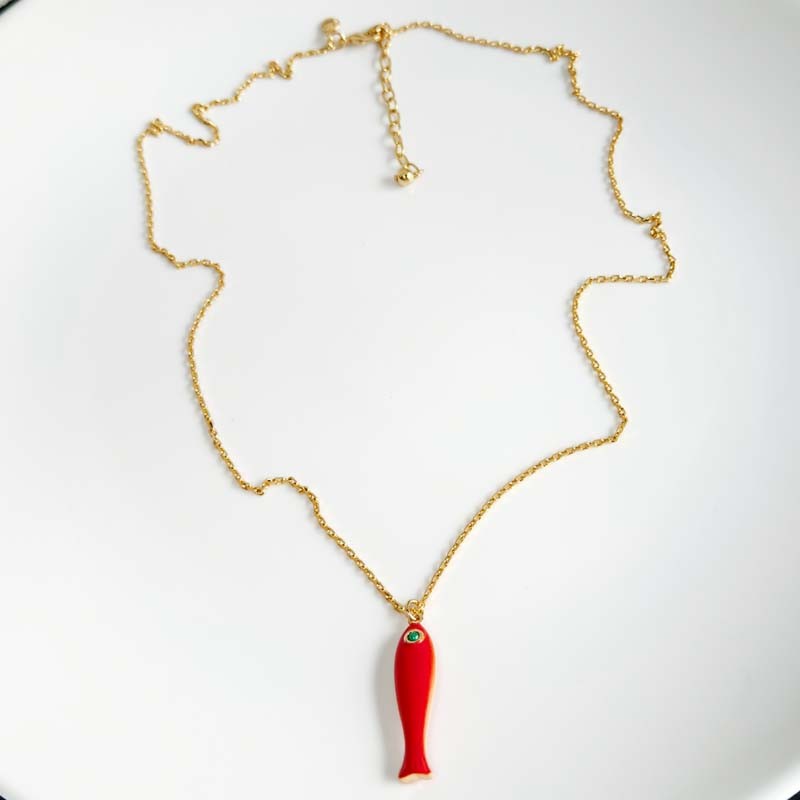 31″ Jcrew Gold Tone Fish Pendant Necklace Chic Women Party Vacation Jewelry Gift