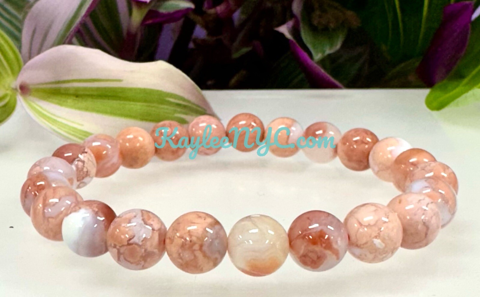 Wholesale 6 Pcs Natural Pink Agate Bracelet 8mm 7.5” Healing Crystal