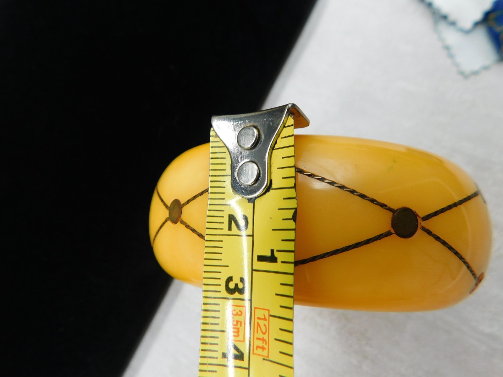 1930’s Butterscotch Bakelite Bangle Brass Injection Dot Bracelet