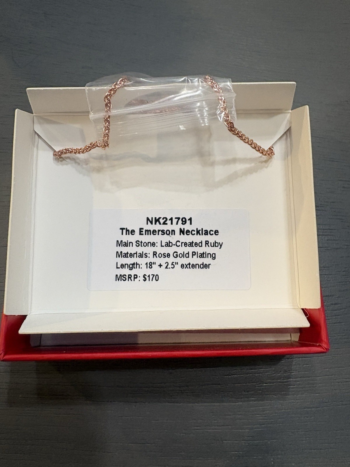 Bomb Party July 2026 “The Emerson Necklace” Ruby | Rose Gold Plating NK21791