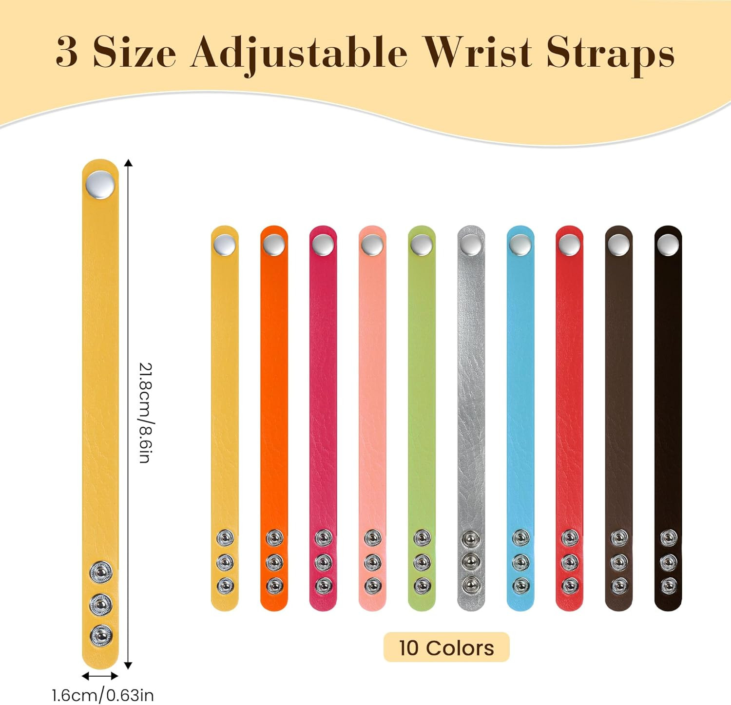 Faux Leather Snap Bracelets Blank Colorful Adjustable Plain PU Leather Wristband