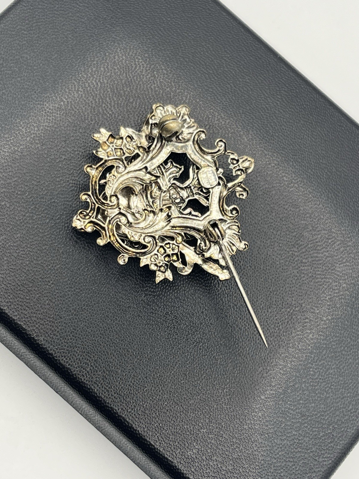 Coat of Arms Family Crest Colored Rhinestone CZECH SLOVAKIA Vintage Brooch pin