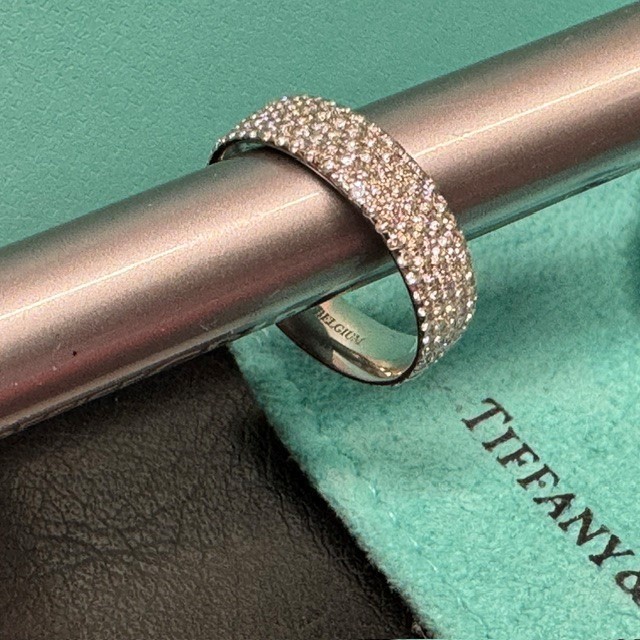 Tiffany & Co. METRO 5 Row .90 CTW Pave Diamond 18K White Gold Ring SIZE 6.5