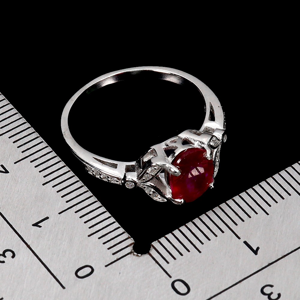 925 Sterling Silver Ring Oval Ruby 8x6mm Natural Gemstone Jewelry Size 8