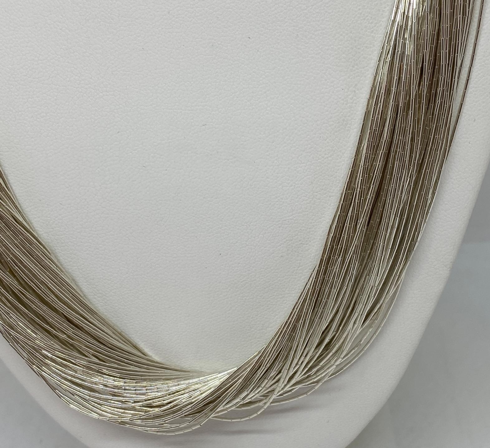 Sunshine Sterling Liquid Silver 100 Strand Necklace Earring Set N49