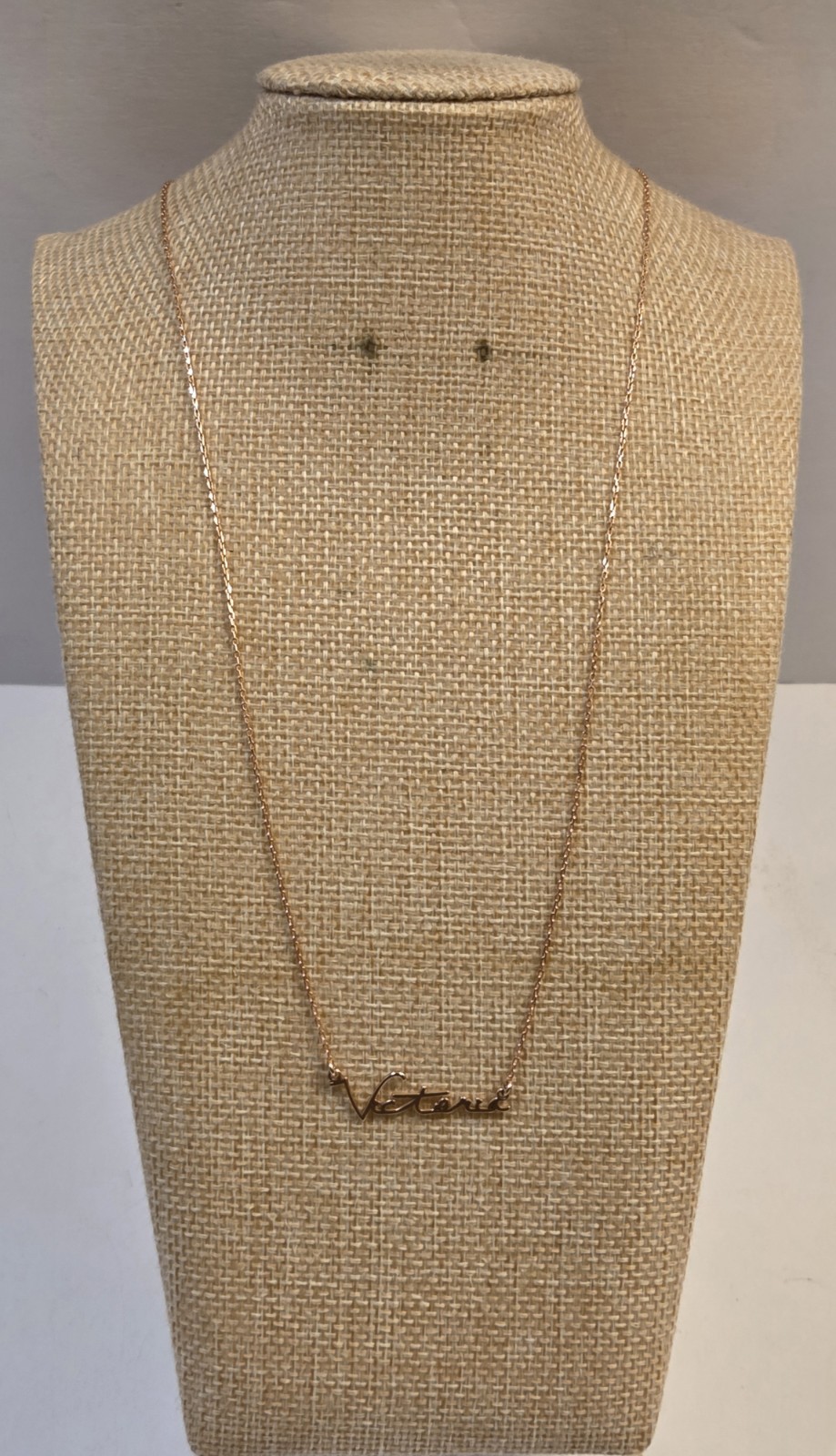 Sterling Silver VICTORIA Rose Gold Tone Pendant Necklace 24″