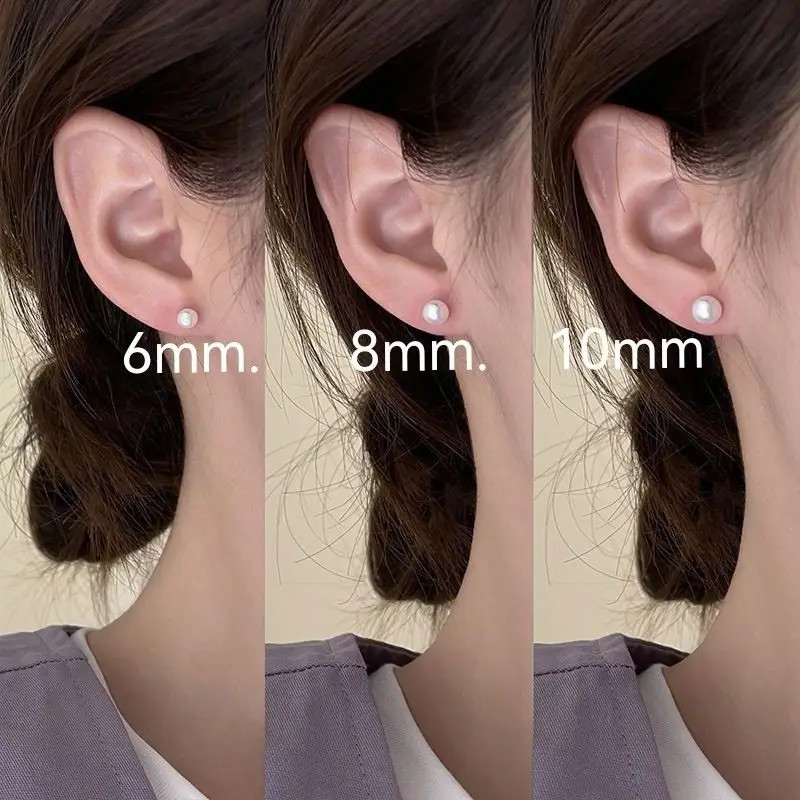 925 Sterling Silver CZ Stud Earrings Cubic Zirconia Women Pearl Jewelry Gift US