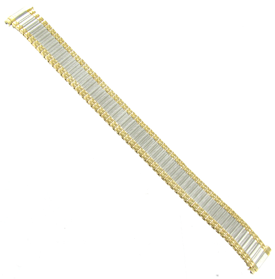 10-13mm T&C Two Tone Ultra Thin Twist-O-Flex Stainless Ladies Watch Band 520577