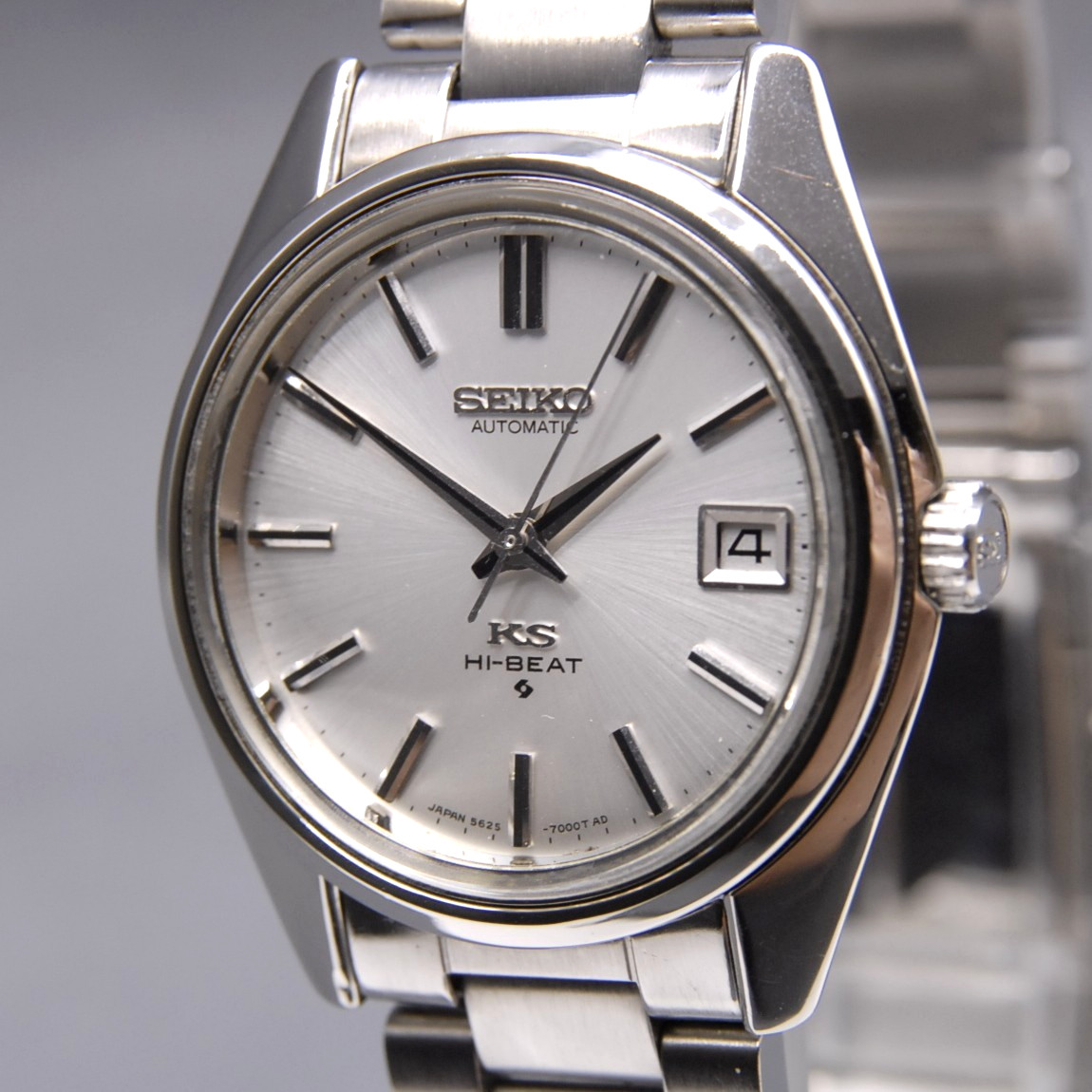 1968 [N MINT] Vintage KING SEIKO 5625-7000 KS Hi-Beat 35mm Silver AT Men’s Watch