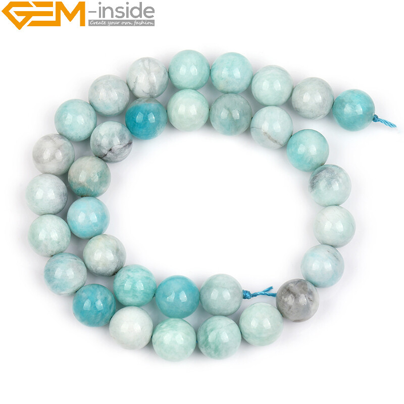 Round Natural African Blue Amazonite Gemstone Charm Beads For Jewelry Making 15″