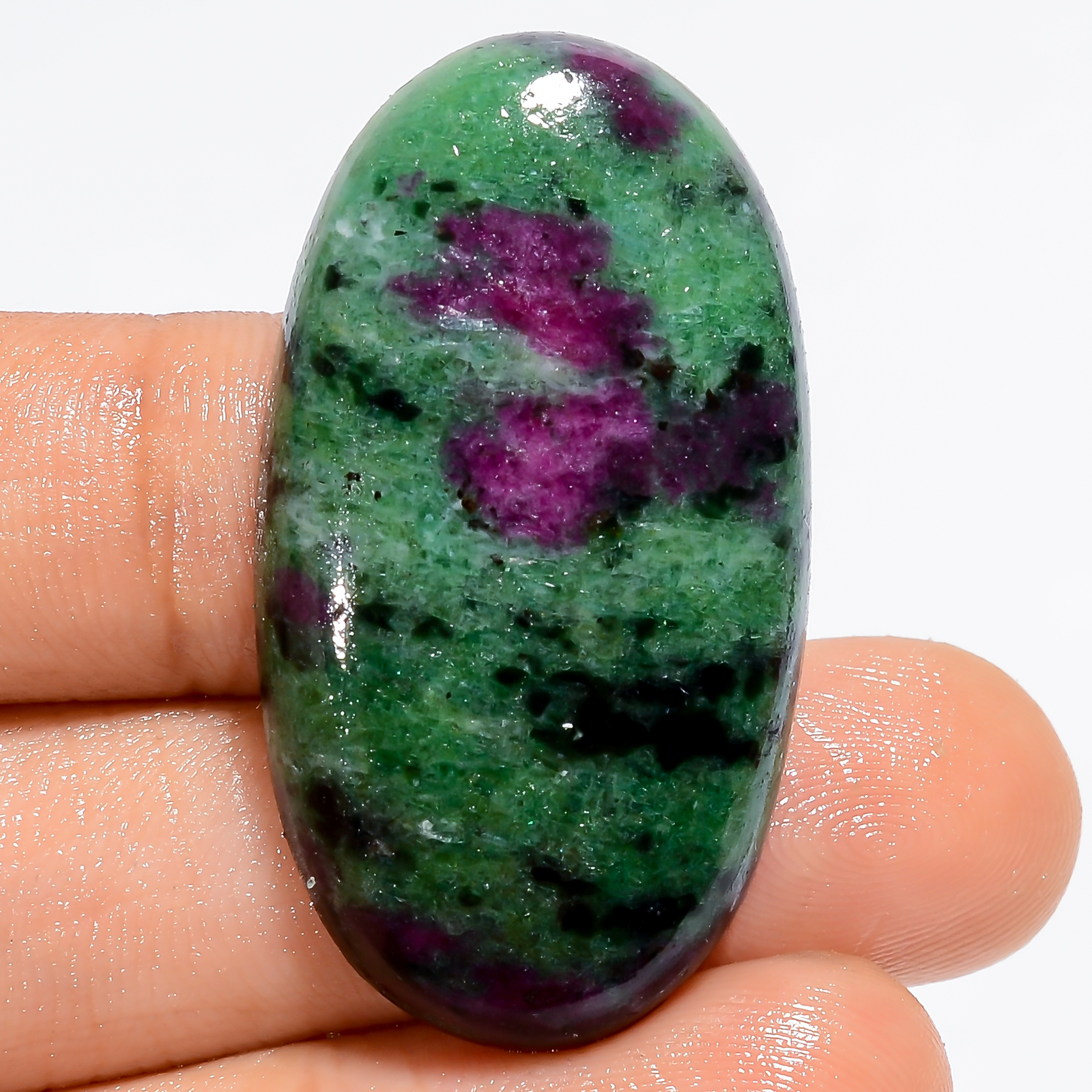 100% Natural Ruby Zoisite Oval Shape Cabochon Gemstone 59 Ct 38X20X6 mm EE-49518