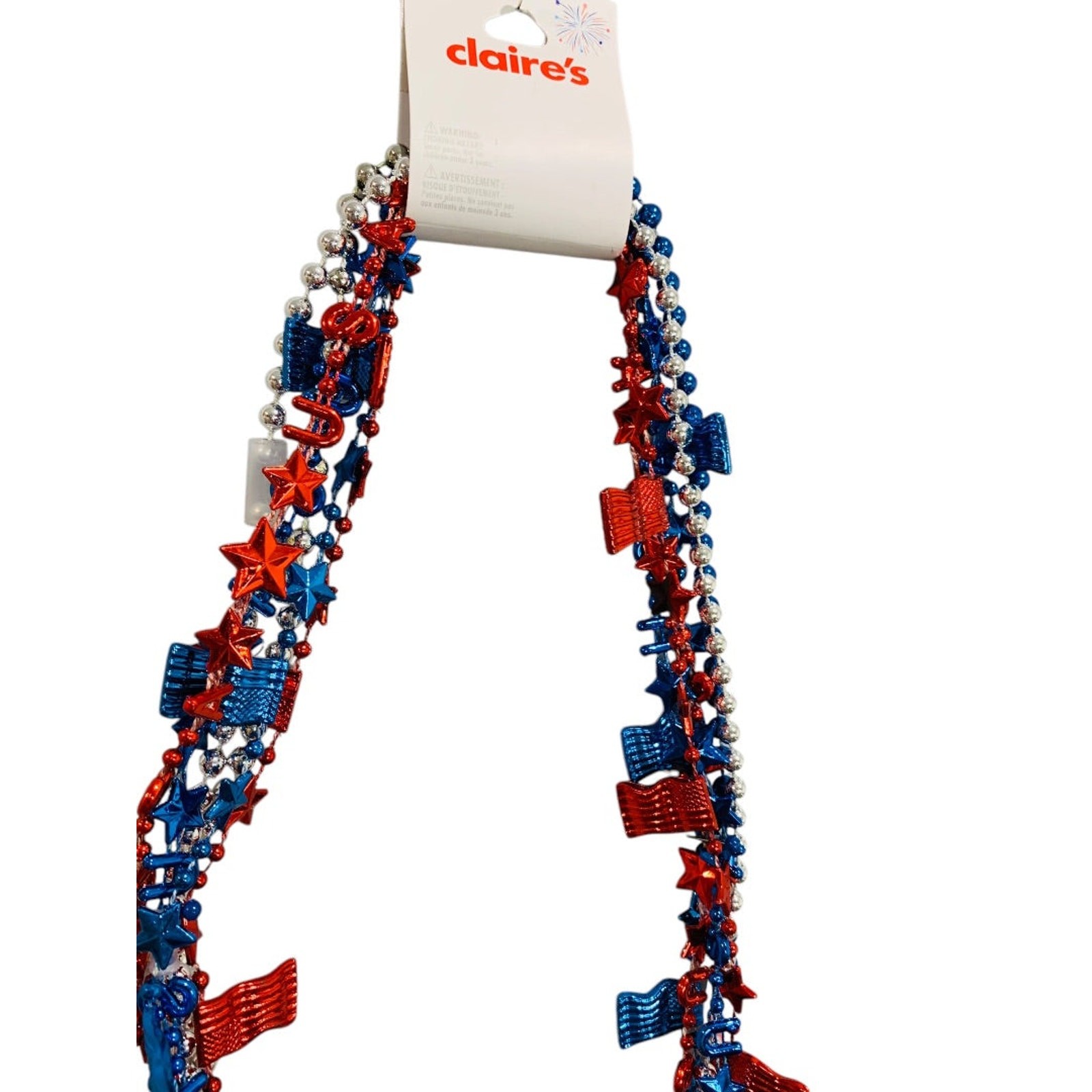 Claires New Set of 6 Overhead Necklaces Patriotic USA Flag Star