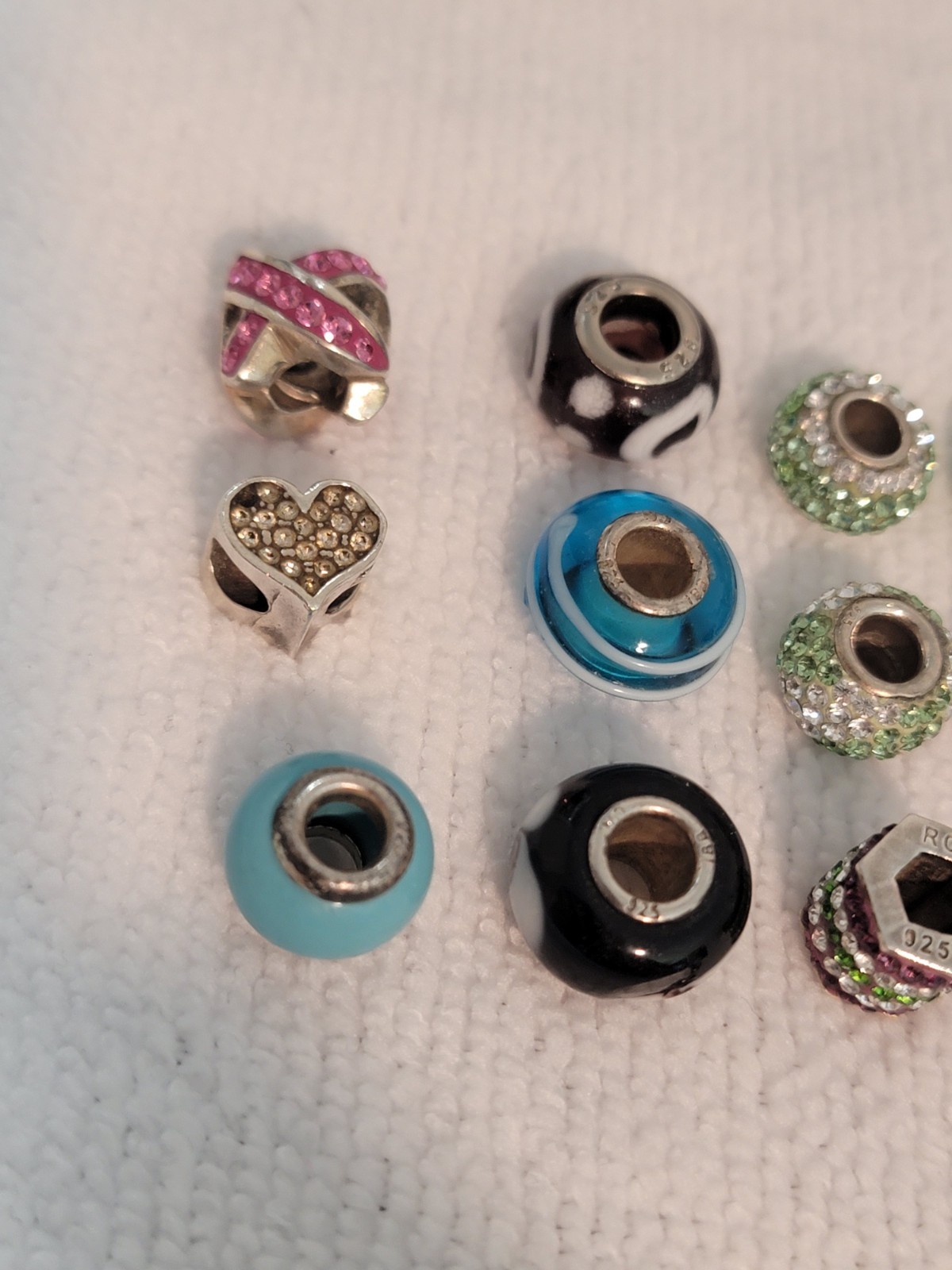 Lot Of 21 925 Sterling Silver Charms Beads + 3 Non Sterling QG, RCI, VARIOUS
