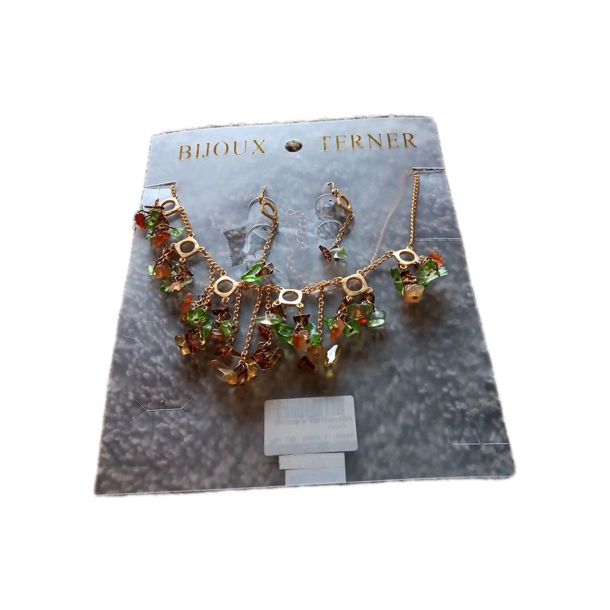 Blioux Terner Gold-Tone Bib Necklace Earrings Set New Old Stock Vintage Chunky
