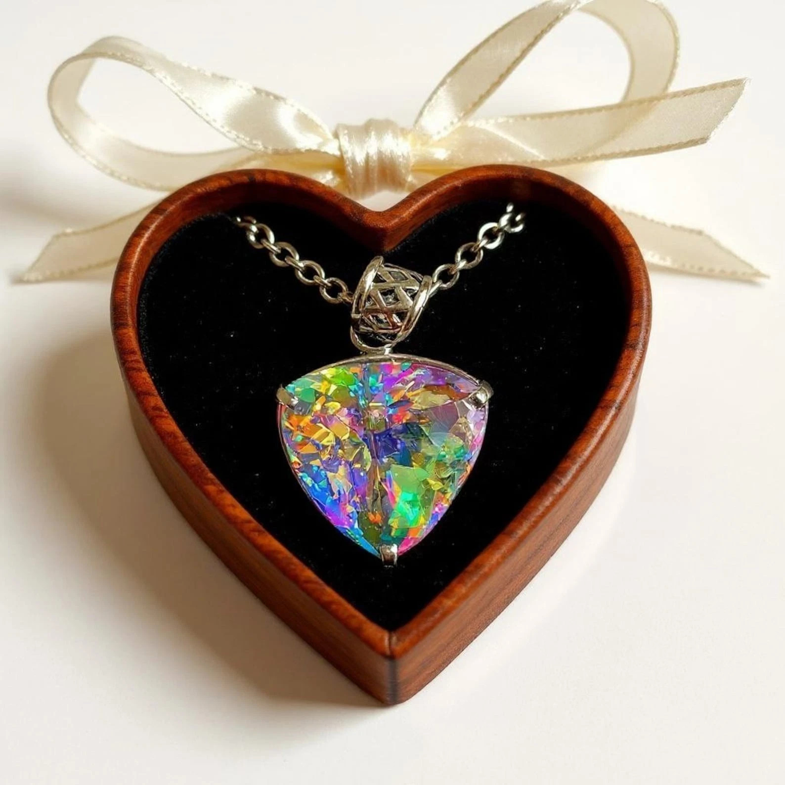 Natural 90 Ct Mystic Topaz Trillion Cut 925 Solid Silver Pendant Gemstone