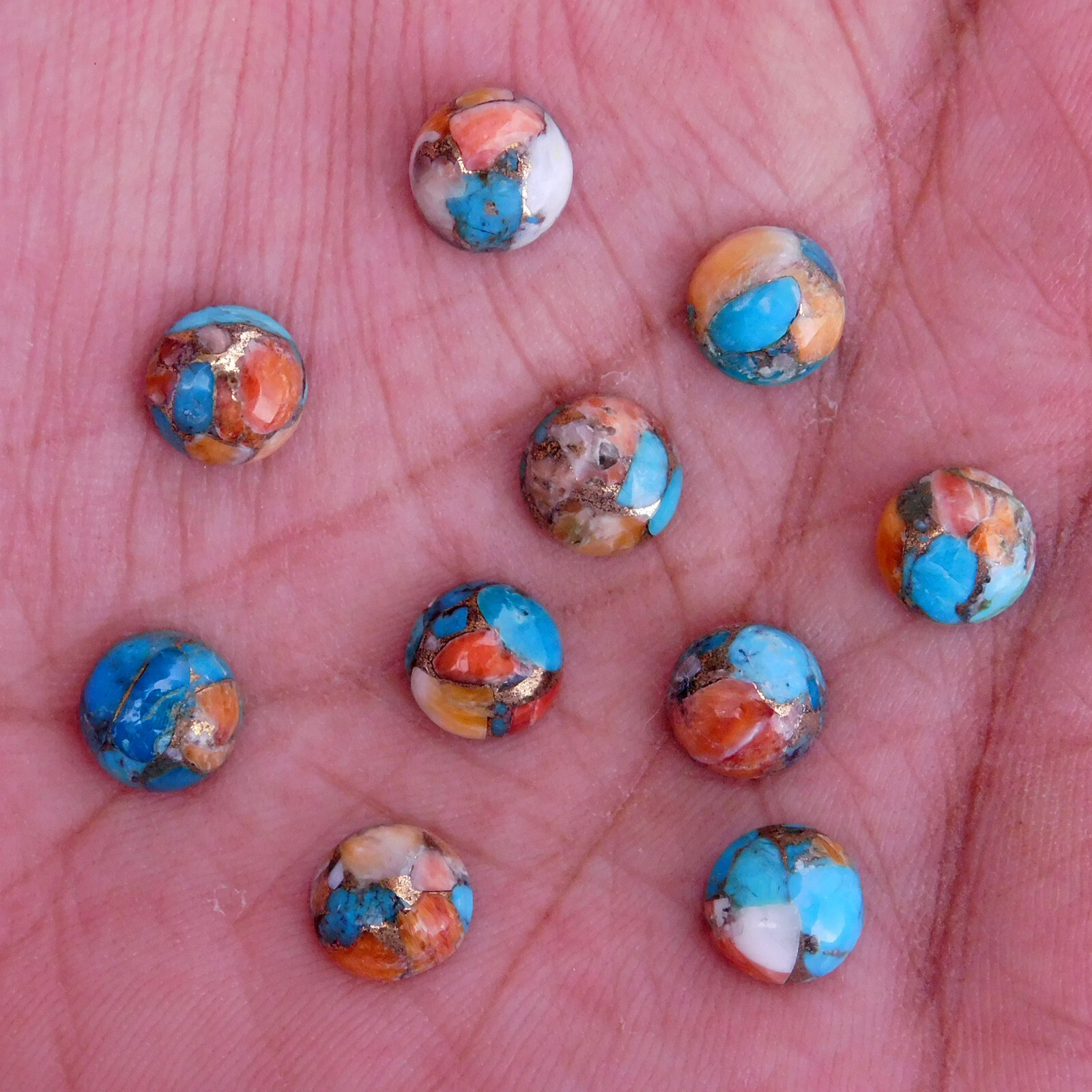 Natural Oyster Copper Turquoise Round 6 mm to 20 mm Cabochon Loose Gemstone Lot