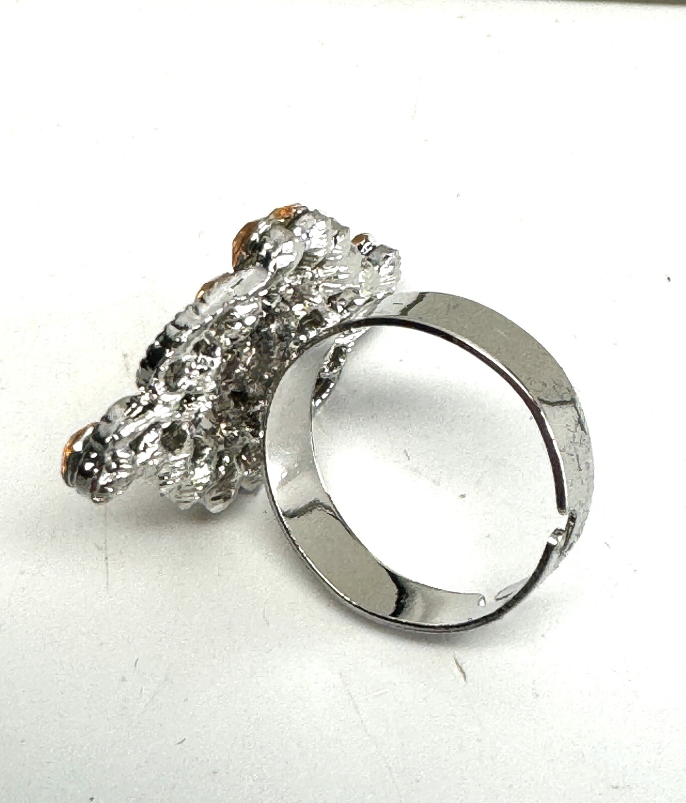 Lot of 72 New Colored Rhinestone Adjustable Fashion Rings With Display Tray