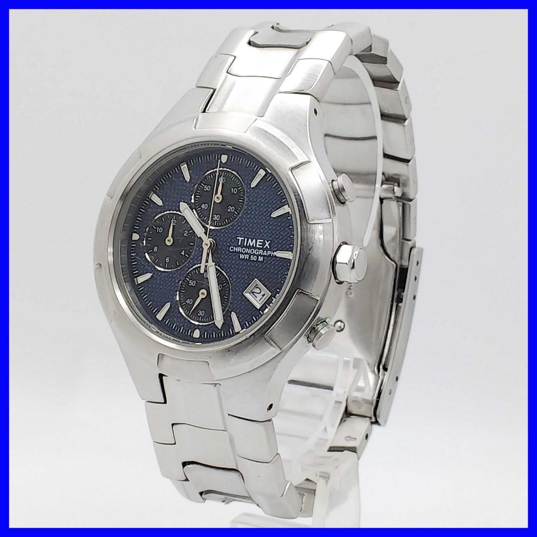 TIMEX Chronograph Quartz Navy Dial 38.4mm Steel Watch 17.5cm