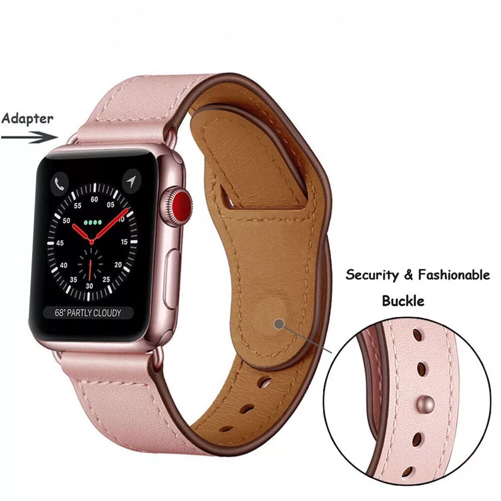 Genuine Leather Apple Watch Band For iWatch Series 8 7 6 5 4 38/40/41/42/44/45