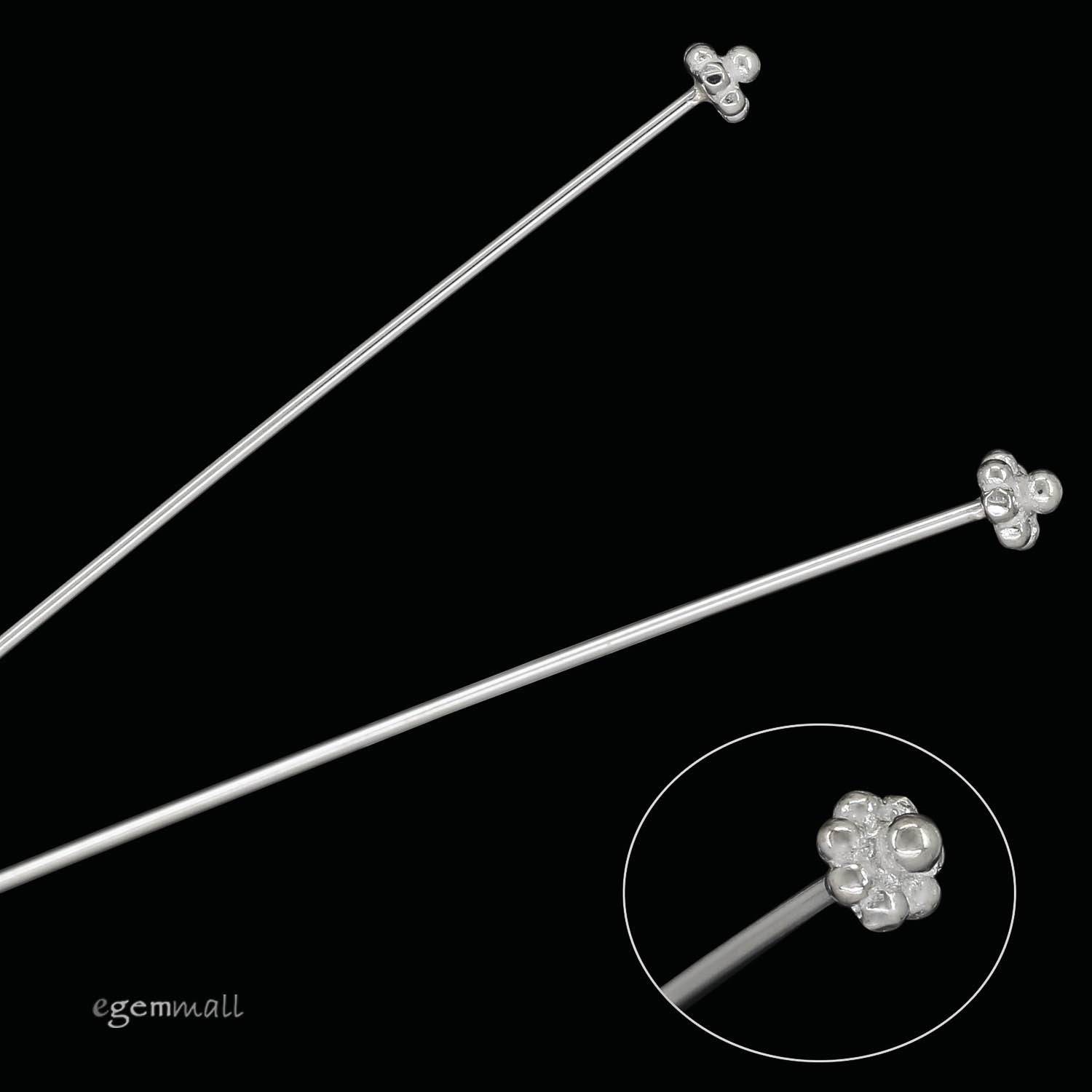 2PC Sterling Silver Dots Head Pin Headpin 2″ 21ga #99322