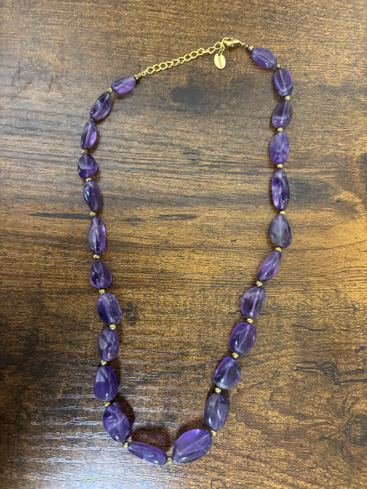 Vintage Sign Stauer Purple Amethyst Oval Beaded Necklace .