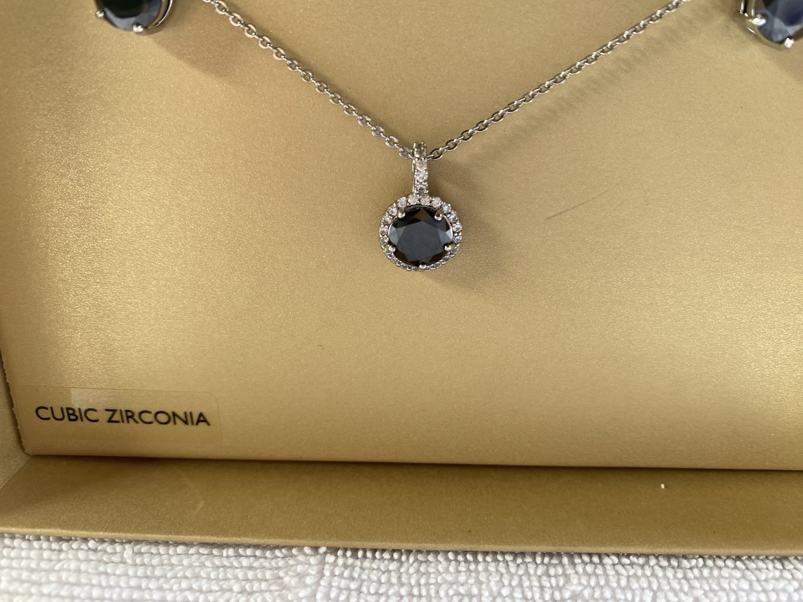 Charter Club Silver Chain with Blue Topaz and Clear Stone Necklace & Earring Set