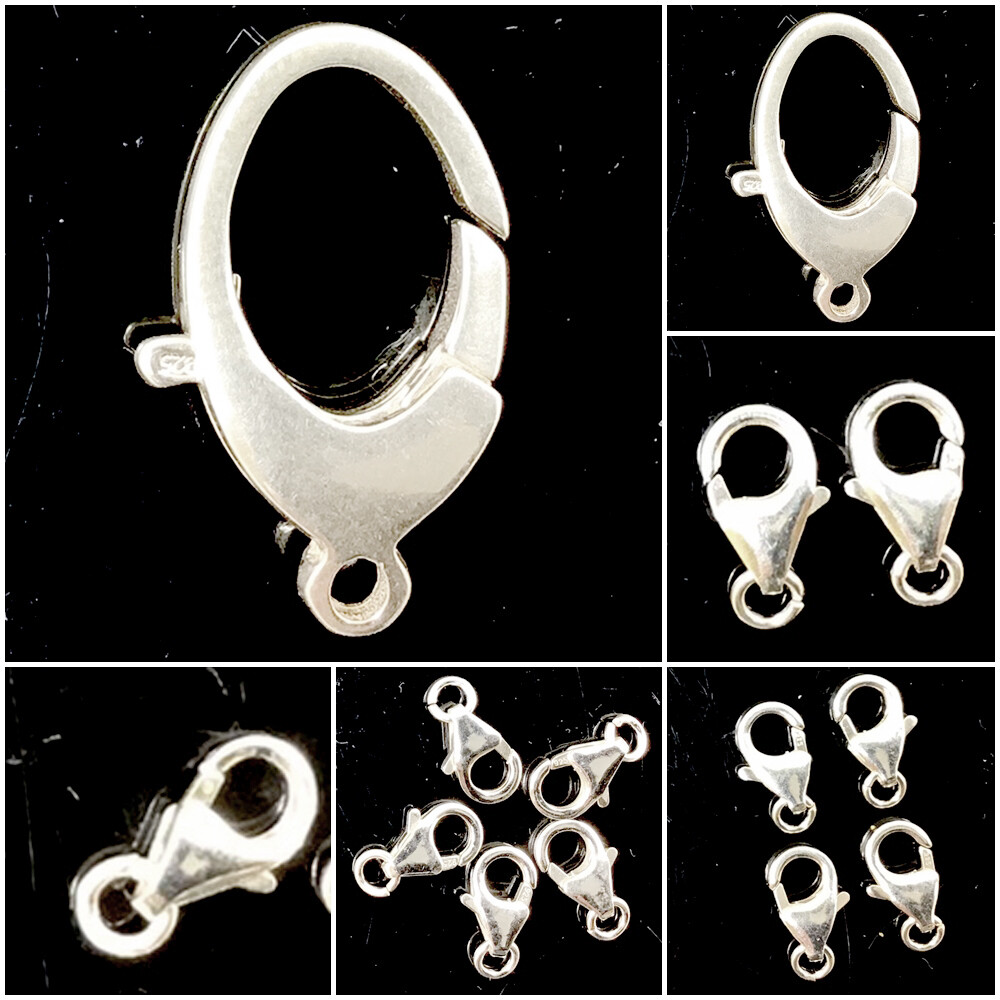 .925 Sterling Silver Lobster Claw Clasp 5mm 6mm 7mm 8mm 9mm Made in USA Findings