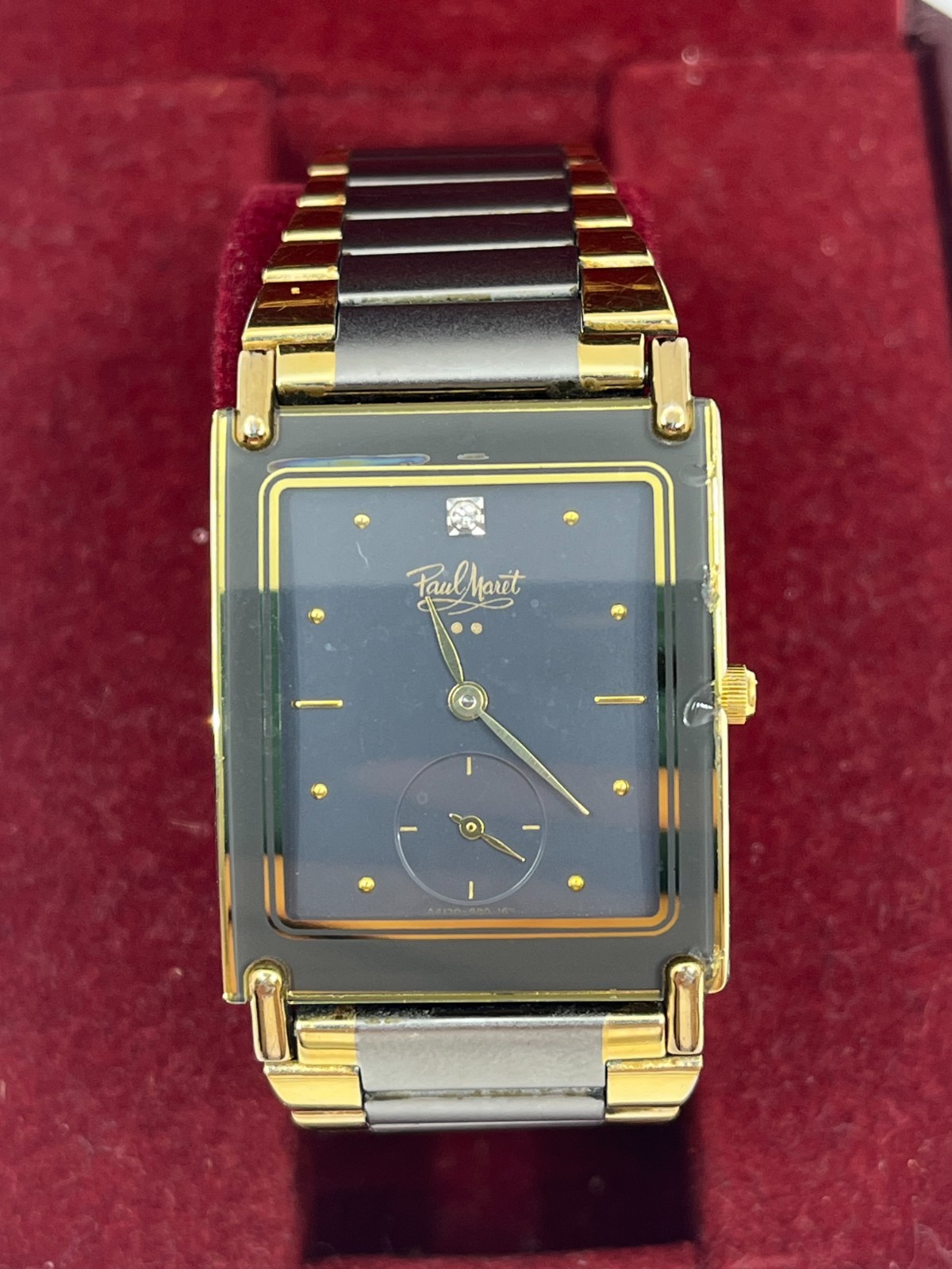 Paul Maret Diamond Quartz Men’s Dress Watch 980.163-READ!