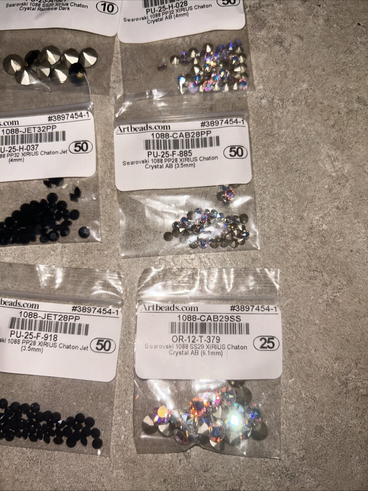 VTG Swarovski 1088 Rhinestone Lot, Pointed Back Crystal Chaton Mix Size/Colors