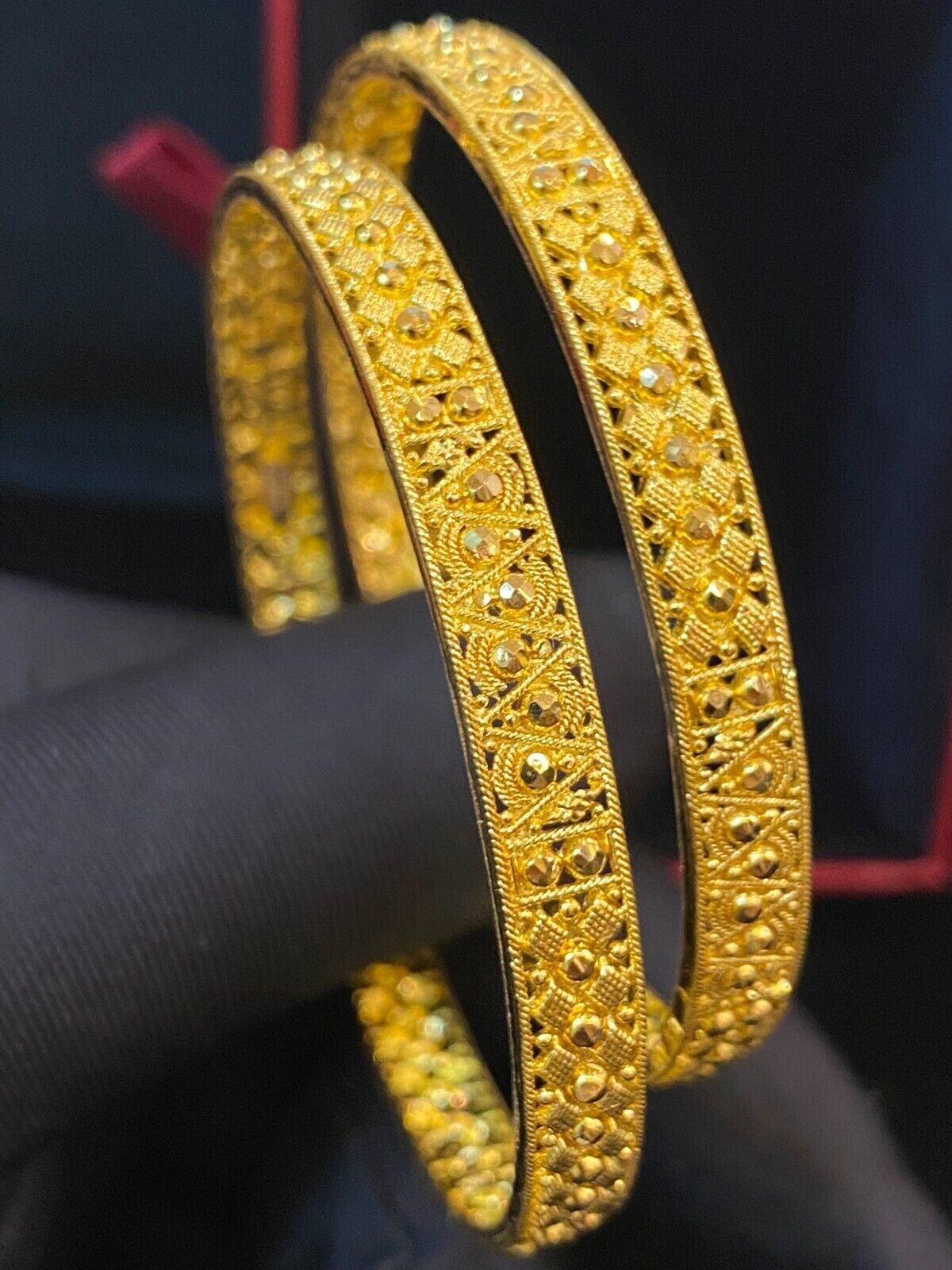 Classy Dubai Handmade 6.40MM Bangles Bracelet In 916 Solid 22K Yellow Gold