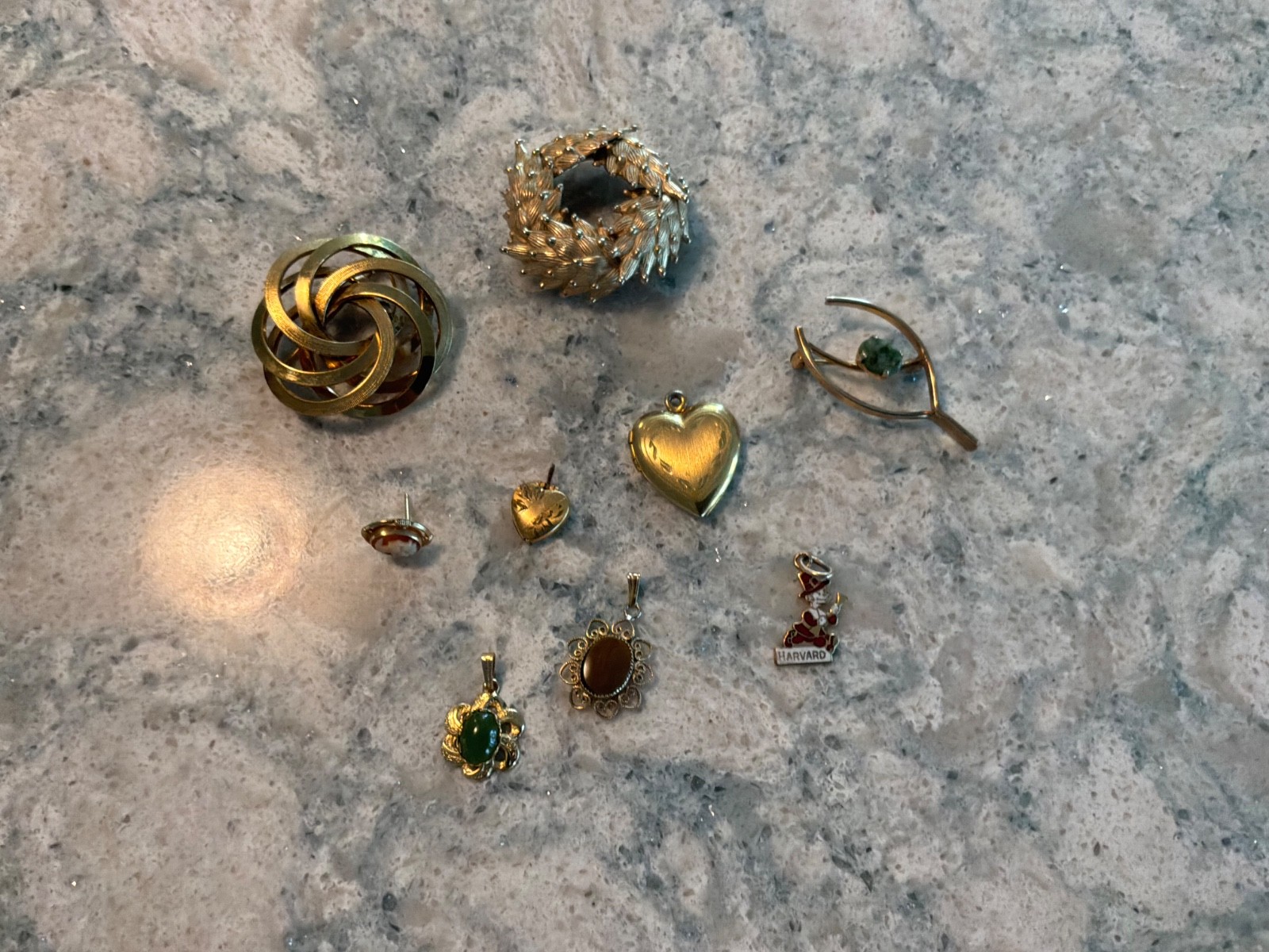 Vintage Mix Lot of Brooches/ Pendants/ Lockets/ Bel-ron/ Wells/ CR. CO/ Etc