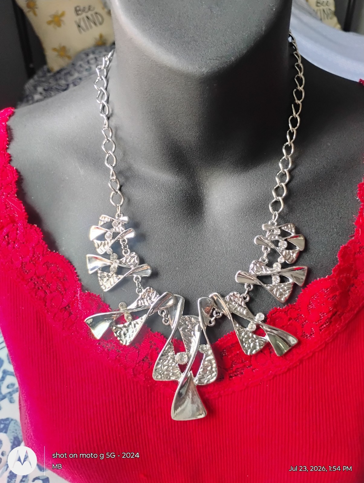 Paparazzi Silver Tone Statement Necklace & Drop Dangle Earrings Set
