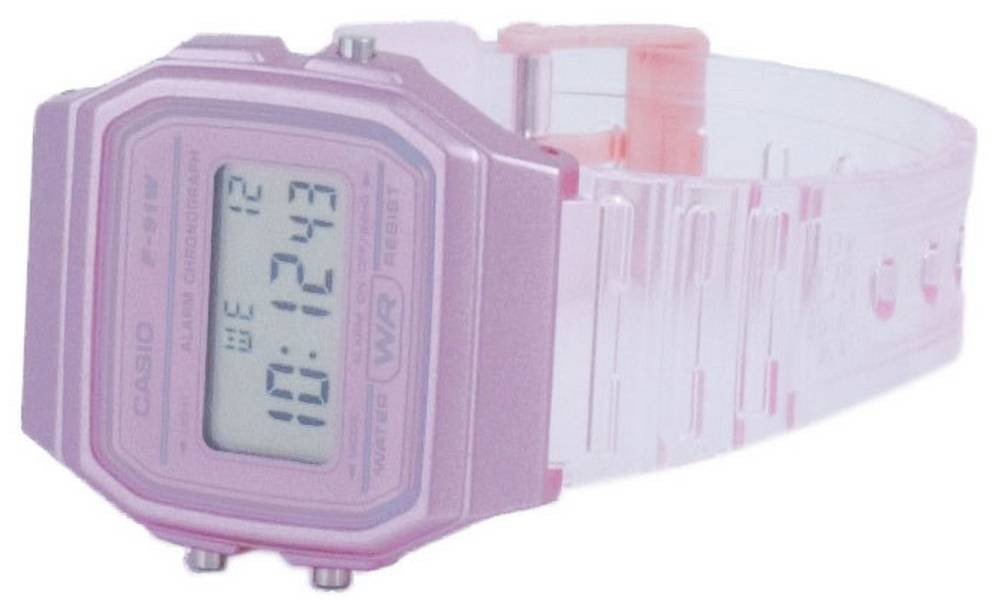 Casio Youth Pink Resin Strap Digital Grey Dial Casual F-91WS-4 Unisex Watch