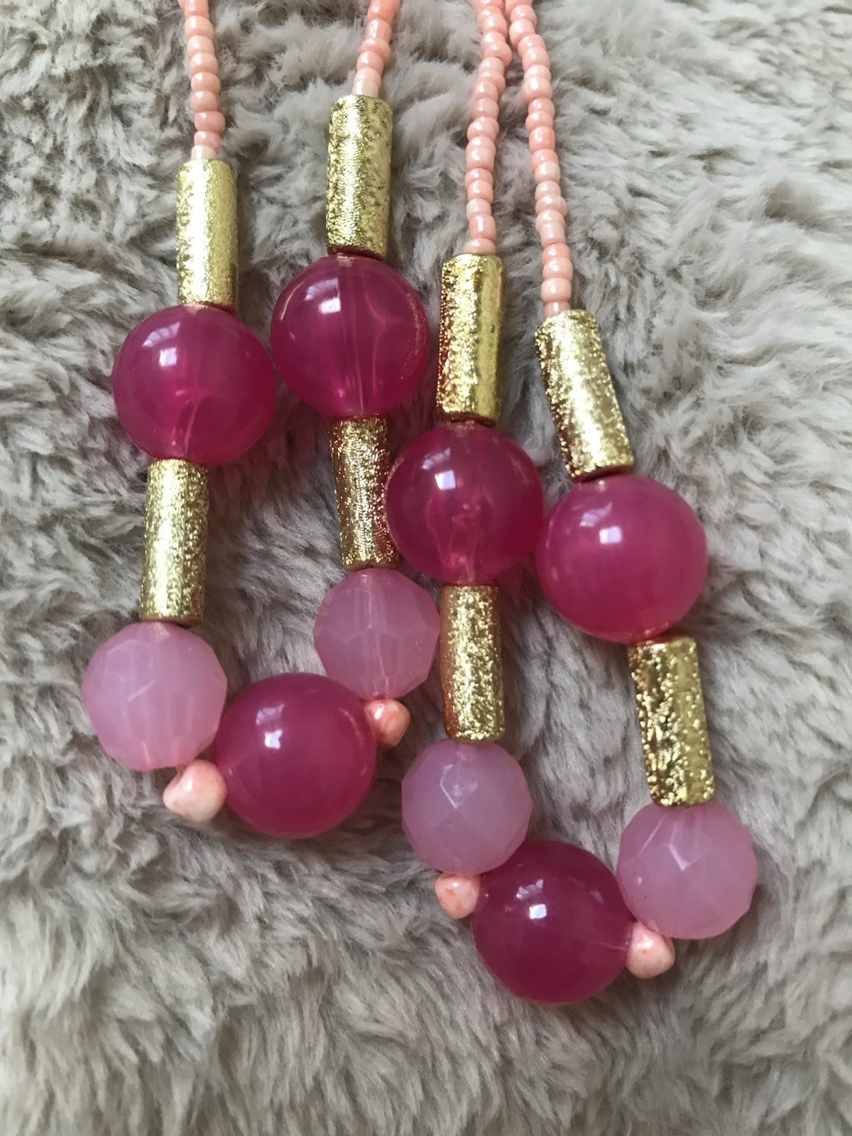 Pink & Gold Beaded Jewelry Set