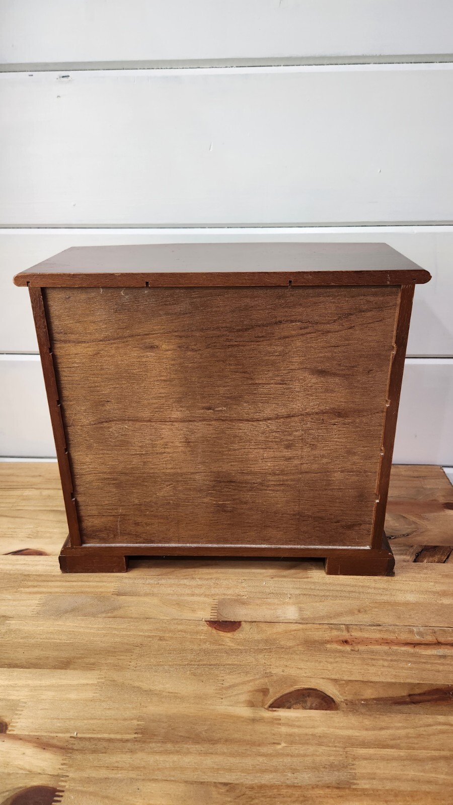 Wood Jewelry Box Table Top Velvet Lined Drawers 13″ X 14″ Vintage Taiwan
