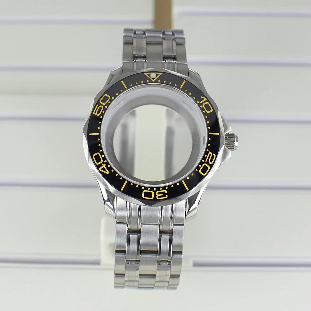 41mm Silver Watch Case 316L for Seamaster 300 NH35 NH36 NH38 NH34 Sapphire Glass