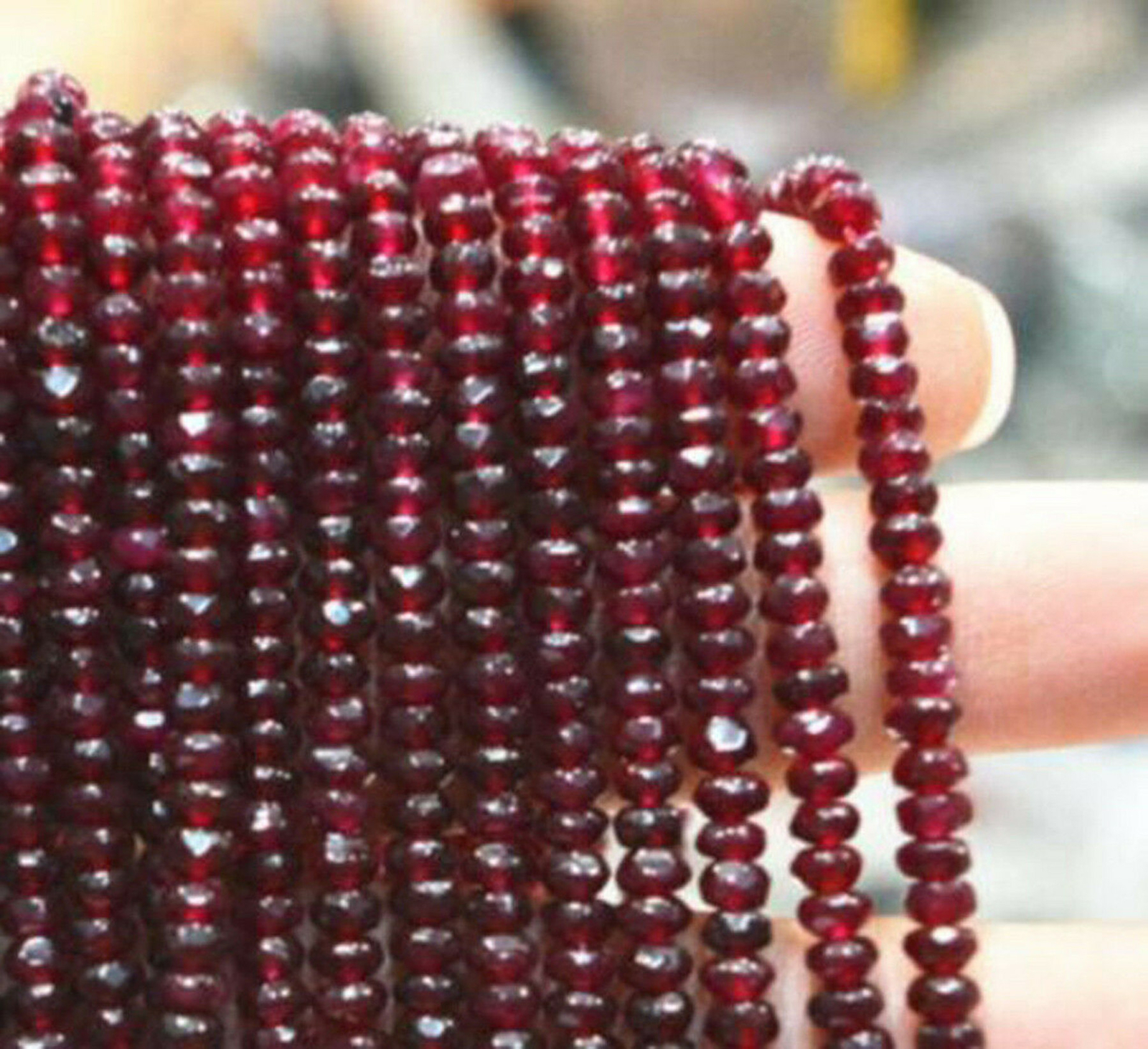 Beautiful 2x4mm Natural Red Garnet Faceted Gemstone Rondelle Loose Beads 15 Inch
