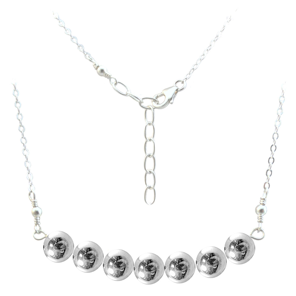 8mm Sterling Silver Balls with 1.3mm Rolo Link Chain Necklace. 14 to 24 inch NEW