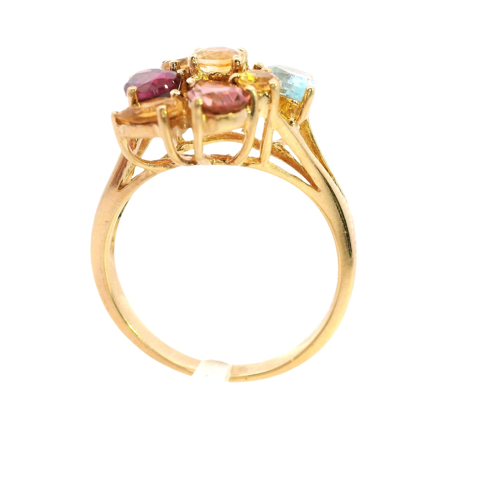 9ct Yellow Gold Ring Amethyst Topaz Garnet Sapphire Multi Gemstone 3.8g Stamped