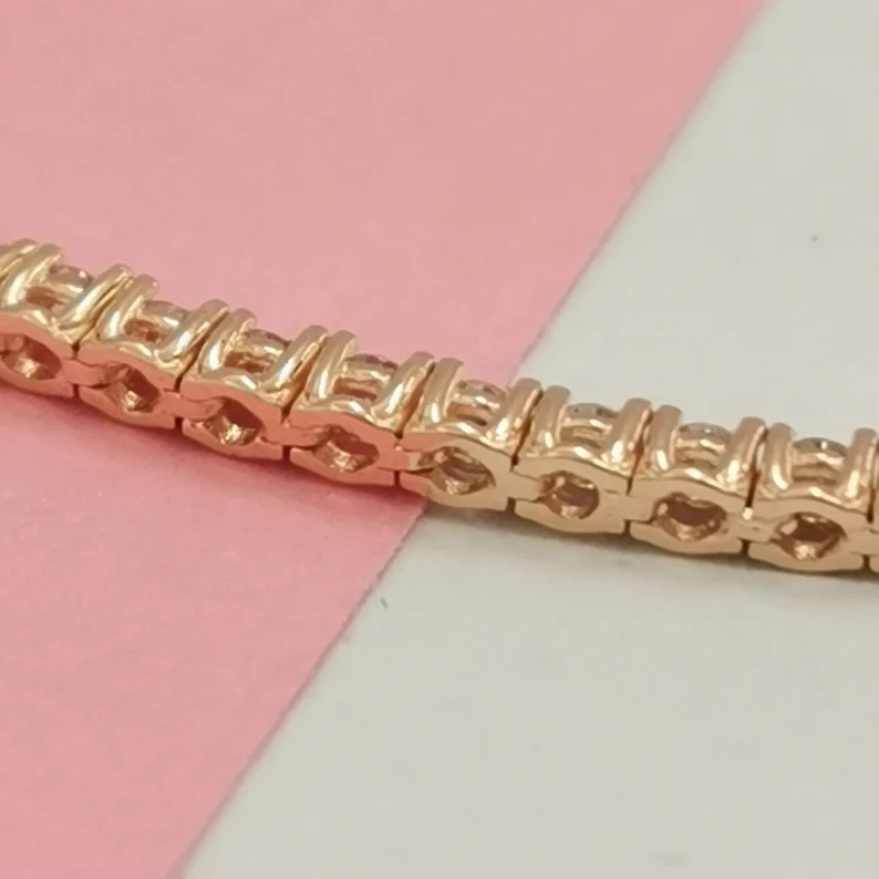 14k Yellow Gold Women’s Propose tennis Bracelet 6.60CT Round Cut Natural Diamond