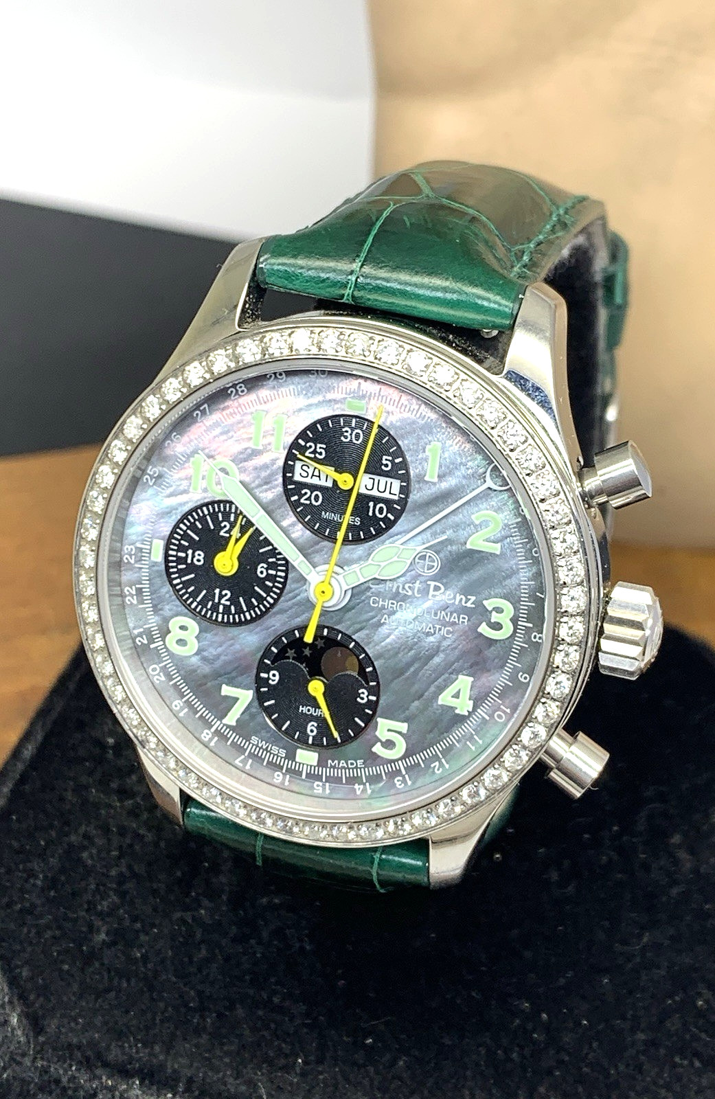 Ernst Benz Men’s Watch GC20331D Chrono Lunar Swiss Automatic Moon Phase Diamond