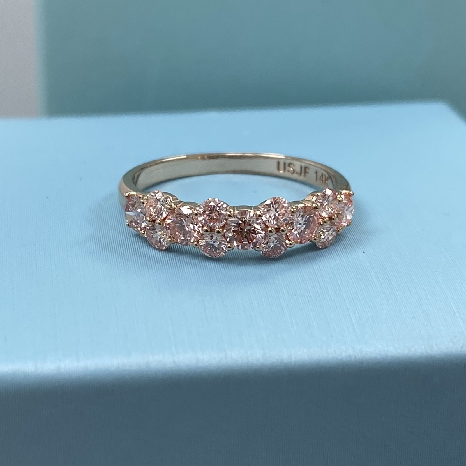 1.00 TCW Round Brilliant Cut Lab Grown Pink Diamond Wedding Band 14k Rose Gold