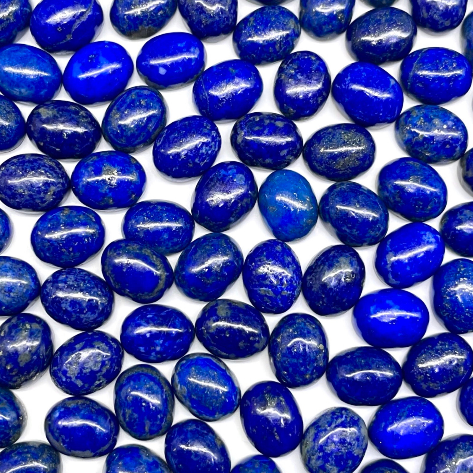 50 Pcs Natural Untreated Lapis Lazuli 10x8mm Oval Loose Cabochon Gemstones Lot