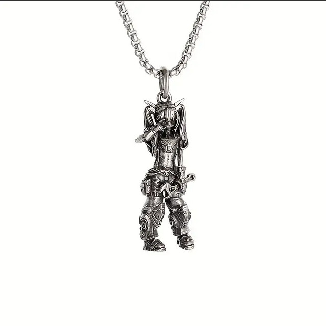 Mechanic Girl Jewelry Vintage Silver Sexy Goddess Standing Pendant Necklace