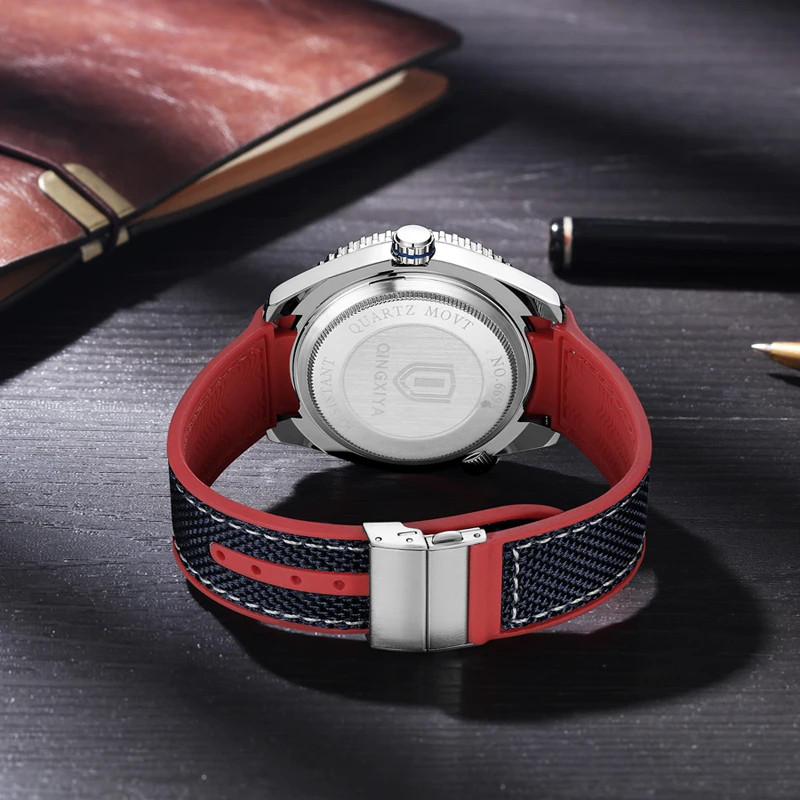 Man Watch Fashion Silicone Strap Mens Watch Waterproof Calendar Quartz